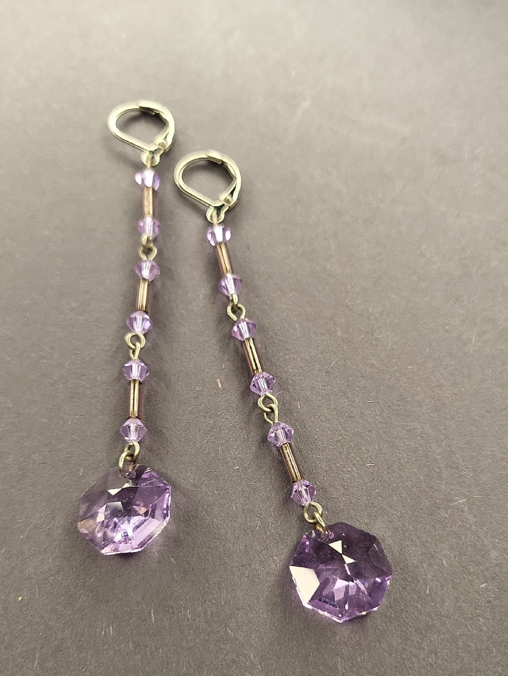 Glass Purple Facet Earrings